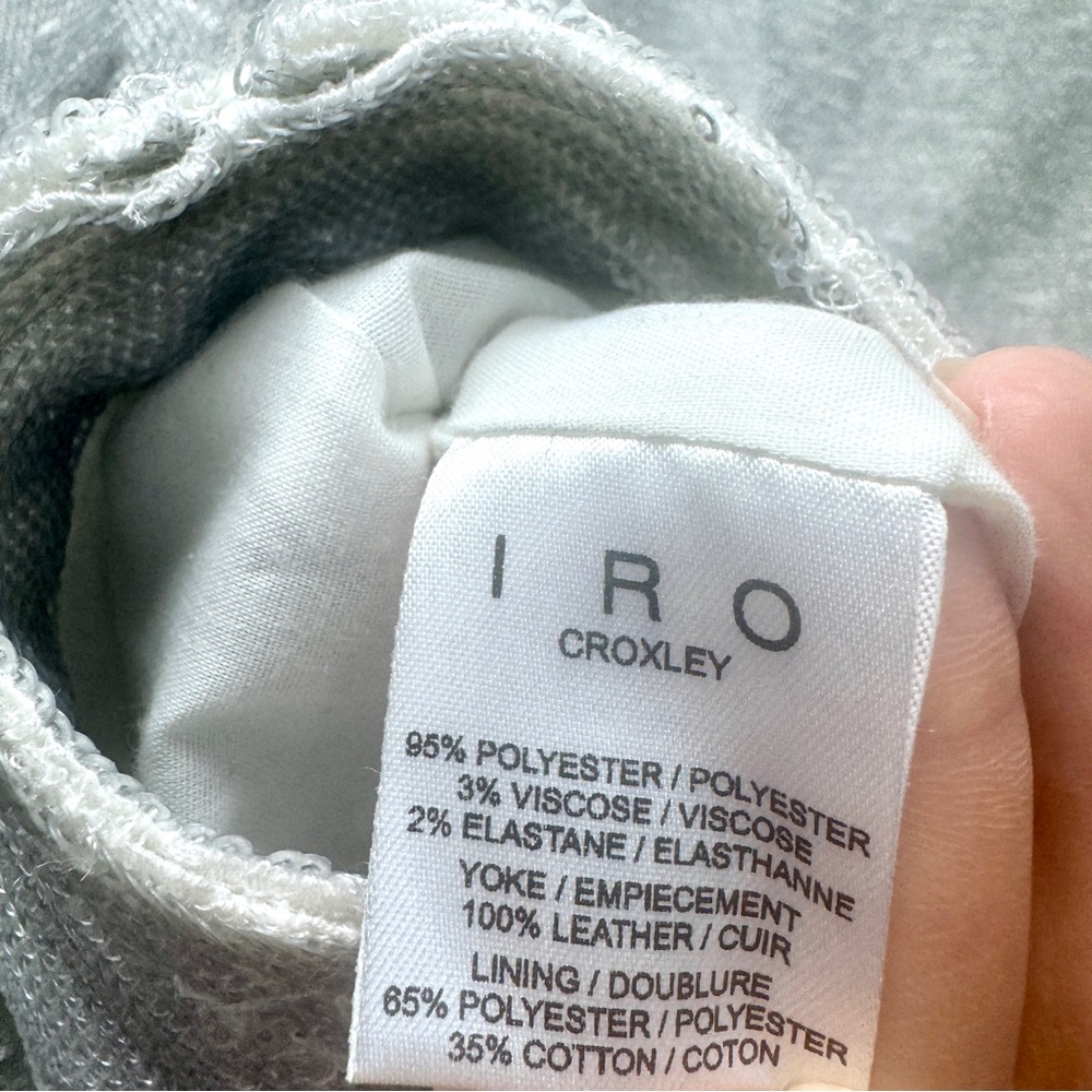 IRO Paris Silver Sequin "Hadley" Moto Blazer with White Leather - Picture 15 of 16